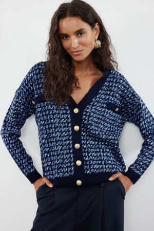 Trendyol Navy Blue Wide Pattern Knitwear Cardigan Trendyol Navy Blue Wide Pattern Knitwear Cardigan