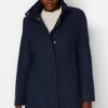 Trendyol Navy Blue bordázott gallér részletes gyapjú gyorsítótár kabát
