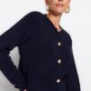 Trendyol Navy Blue puha textúrájú kiegészítő kötöttáru Cardigan