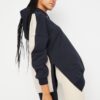 Trendyol Navy Color Block Wide In-Mould Fleece Knitted Sports Sweatshirt