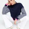 Trendyol Navy Color Block kötöttáru pulóver