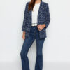 Trendyol Navy Tweed Regular Woven Plaid Blazer Jacket