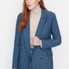 Trendyol Oily Lined Double Breasted Blazer with Closure