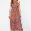 Trendyol Orange Animal Shift Halter Neck Halter Neck Shally Maxi Woven Dress