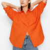 Trendyol Orange Cotton Oversize Wide Fit Woven Shirt