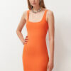 Trendyol Orange Fitted Woven Short Dress