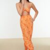 Trendyol Orange Patterned Beach Bottom and Top Set