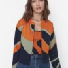 Trendyol Orange Patterned Blouse- Cardigan Knitwear Suit