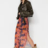 Trendyol Orange Patterned Maxi Length Lace Detail Tulle Stretch Knitted Skirt