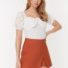 Trendyol Orange Petite High Waist Linen Look Short Skirt