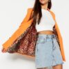 Trendyol Orange Regular Lined Detailed Woven Blazer Jacket