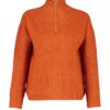 Trendyol Orange Soft Textured Zippered Knitwear Sweater