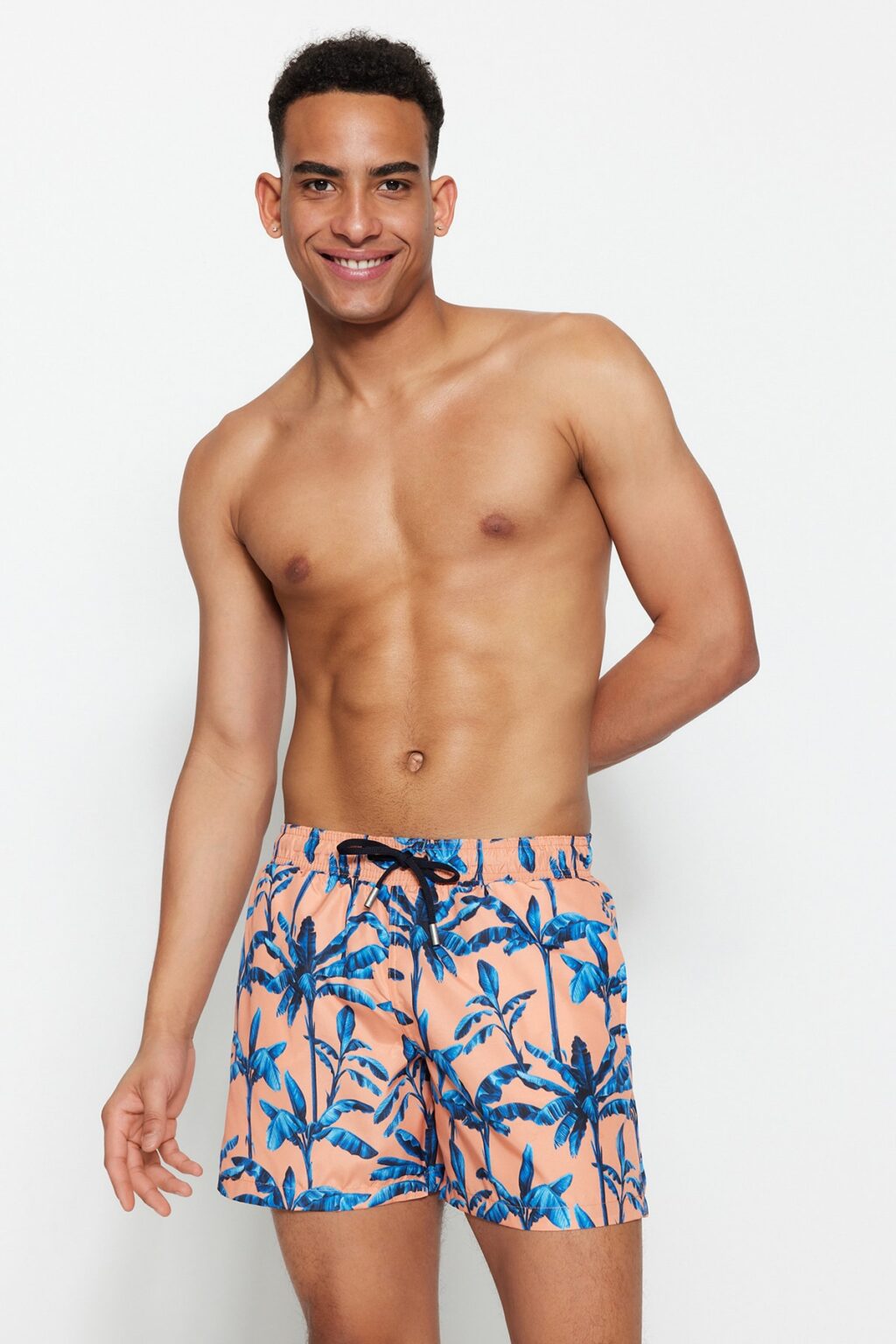 Trendyol Orange Standard Size Tropical Printed Swimsuit Sea Shorts