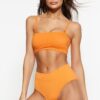 Trendyol Orange V-Cut texturált magas derekú normál lábú bikini alsó