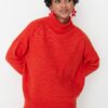 Trendyol Orange Wide Pattern Soft Texture Knitwear Sweater
