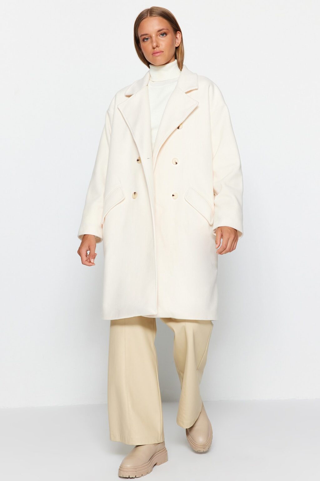 Trendyol Oversized Ecru széles szabású