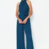 Trendyol Petrol Belted Maxi Chiffon Lined Woven Jumpsuit