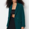 Trendyol Petrol Regular Lined Button Detailed Woven Blazer Jacket