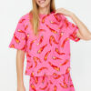 Trendyol Pink 100% Cotton Fun Patterned Knitted Pajama Set with Shorts
