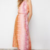 Trendyol Pink Abstract Pattern Straight Cut Chiffon Lined Maxi Woven Dress