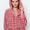 Trendyol Pink Belt Heart Polar Winter Knitting Dressing gown
