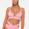 Trendyol Pink Bralette kivágott / ablak bikini felső