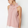Trendyol Pink Collar Detailed Smart Crepe Knitted Blouse