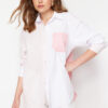 Trendyol Pink Color Block Oversize Wide Fit Woven Shirt