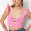 Trendyol Pink Crop Knitwear Window/Cut Out Detailed Bustier