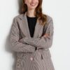 Trendyol Pink Double Buttoned Woven Lined Plaid Jacket