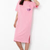 Trendyol Pink Embroidered Relaxed/Casual Cut Crew Neck Midi Knitted Dress