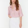 Trendyol Pink Floral Pattern Woven Blouse