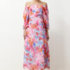 Trendyol Pink Floral Patterned A-Line Madonna Collar Chiffon Lined Maxi Woven Dress