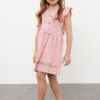 Trendyol Pink Girl's Ruffle Detailed Knitted Dress