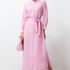 Trendyol Pink Judge Collar Belted Buttoned Woven Shirt Dress