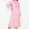 Trendyol Pink Lined Floral Patterned Belted Woven Dress