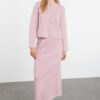 Trendyol Pink Plaid Knitwear Bottom-Top Set