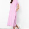 Trendyol Pink Plain T-shirt Dress Pocket Midi Knitted Dress