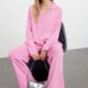 Trendyol Pink Polo Neck Knitwear Sweater Trousers Bottom-Top Set