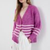 Trendyol Pink Soft Textured Striped Knitwear Cardigan