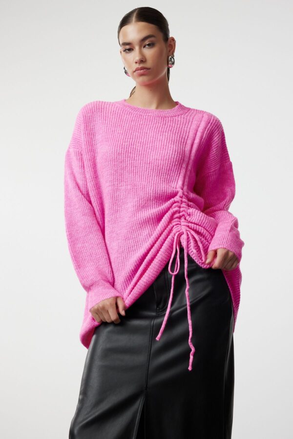 Trendyol Pink Thessaloniki Knitted Smock Detailed Knitwear Sweater
