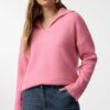 Trendyol Pink Wool Wide Pattern Polo Neck Basic Knitwear Sweater