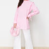 Trendyol Pink Woven Cotton Tunic With Ruffled Shoulder and Cuff