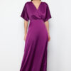 Trendyol Plum A-Cut Woven Satin Long Elegant Evening Dress