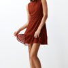 Trendyol Plum A-Line Ruffled Lined Mini Woven Dress