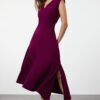 Trendyol Plum A-Line Skirt Asymmetrical Midi Woven Dress