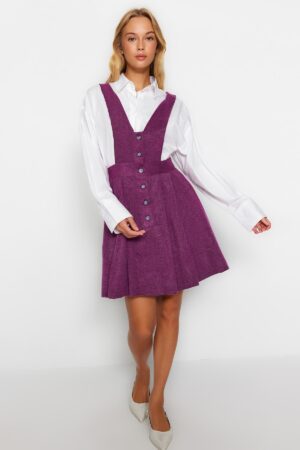Trendyol Plum Mini Gilet gomb részletesen szőtt ruha