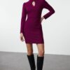 Trendyol Plum Mini Woven Collar Detailed Woven Dress