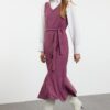 Trendyol Plum Striped Woven Gilet Dress