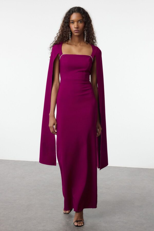 Trendyol Plum Unlined Woven Long Elegant Evening & Graduation Dress
